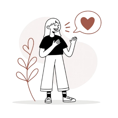 Illustration bien-être représentant une femme souriante qui souhaite accompagner au développement personnel