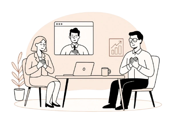 Illustration de sophrologie au travail avec exercices de respiration en présentiel ou en visio afin d'avoir une meilleure gestion du stress